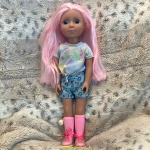 Glitter Girl Nixie doll pink hair 14 inch .